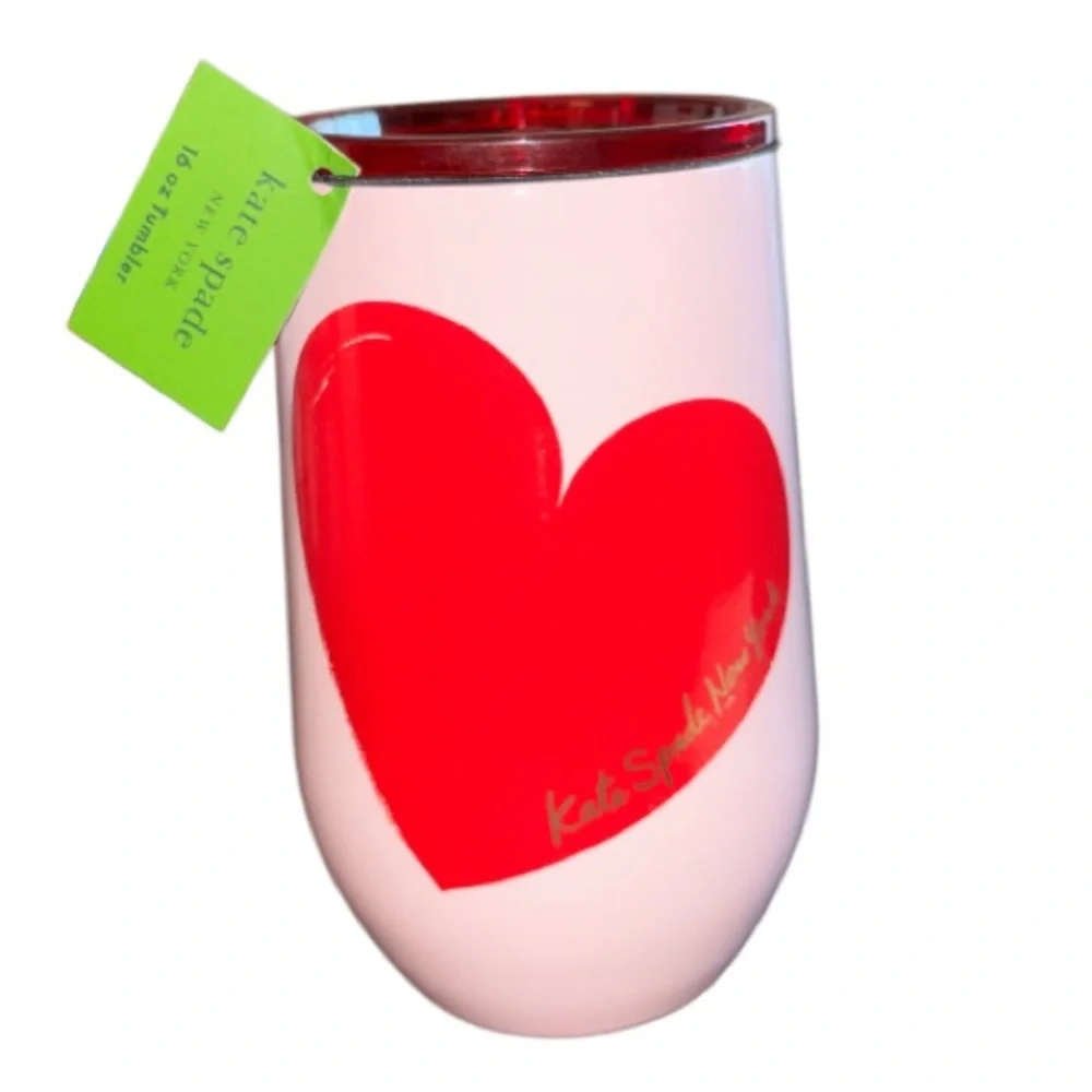 Kate Spade Valentine's Day Wine Tumbler 16 oz Stainless Steel Coffee NWT - Picture 9 of 10